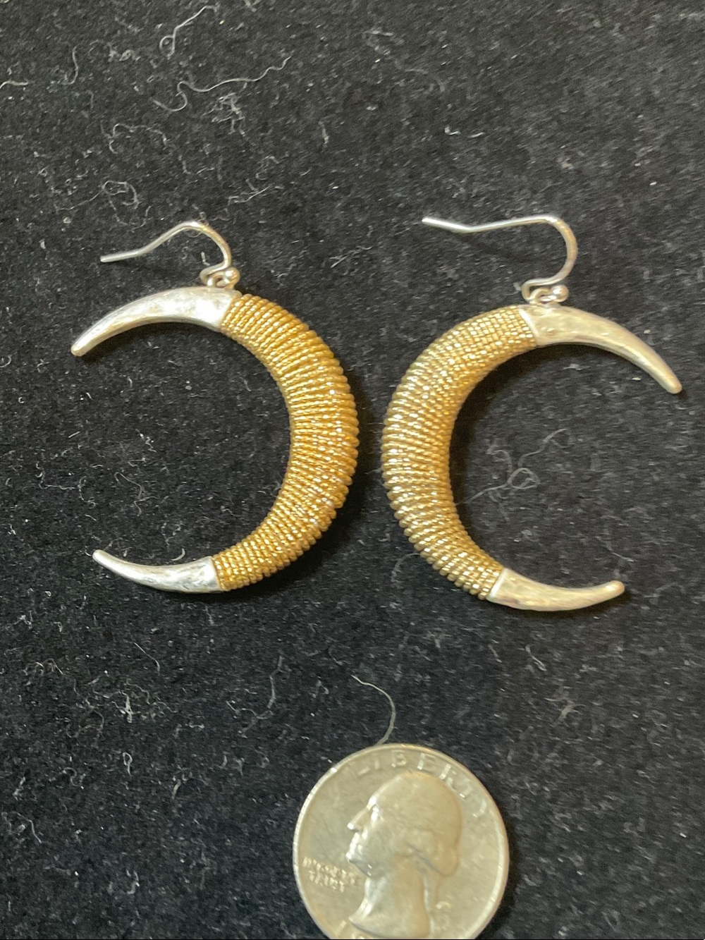 Gold and Silver Crescent Hoop Earrings